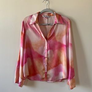 Zara multicolor pink blouse
